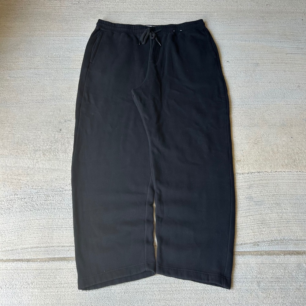 Hollister Mens Fleece Sweatpants Black Wide Leg XL Joggers